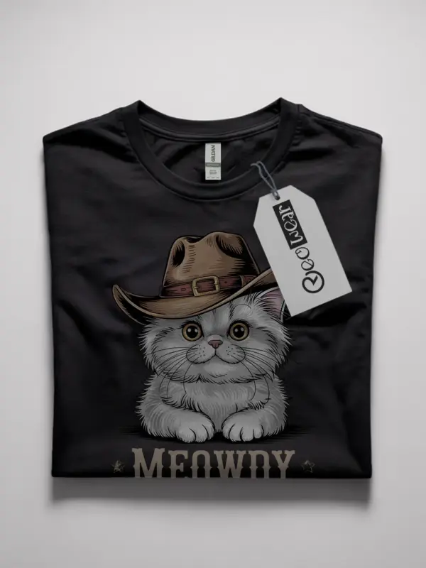 Persian cat meowdy shirt in black – cowboy cat lover tee