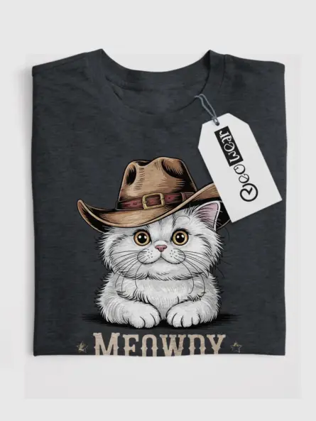 Dark heather persian cat meowdy shirt – cute cowboy cat t-shirt