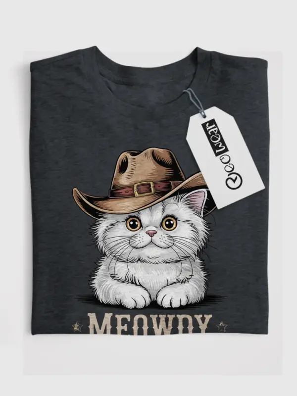 Dark heather persian cat meowdy shirt – cute cowboy cat t-shirt