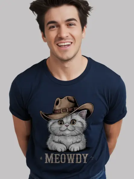 Navy persian cat meowdy shirt – pet cat mom dad tee