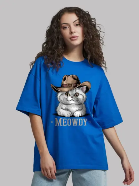 Royal blue persian cat meowdy shirt – western texas meme tee