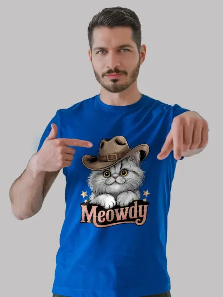 Royal blue persian cowboy cat shirt – western texas meme shirt
