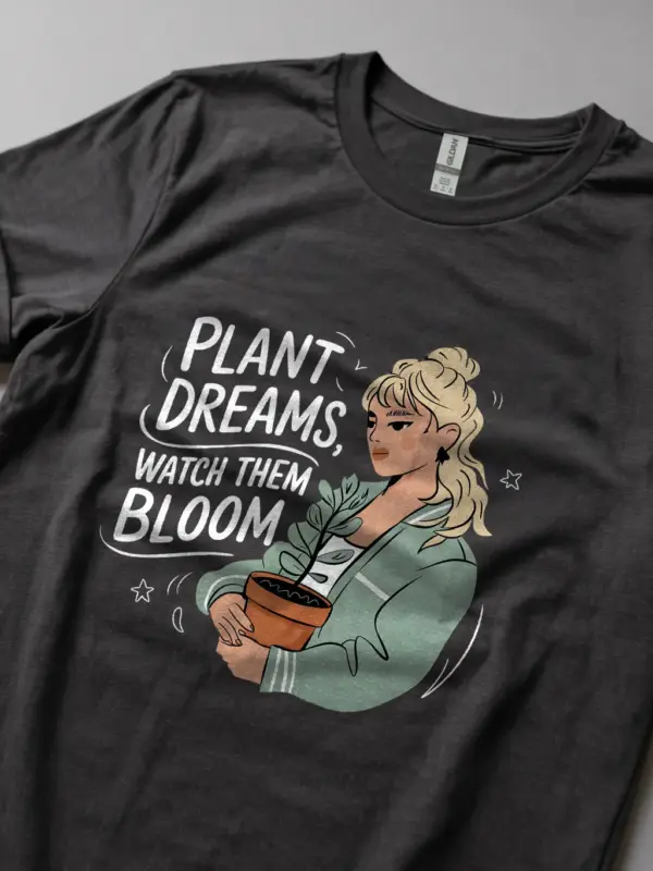 Dark heather plant dreams watch them bloom shirt – motivational plant mom tee