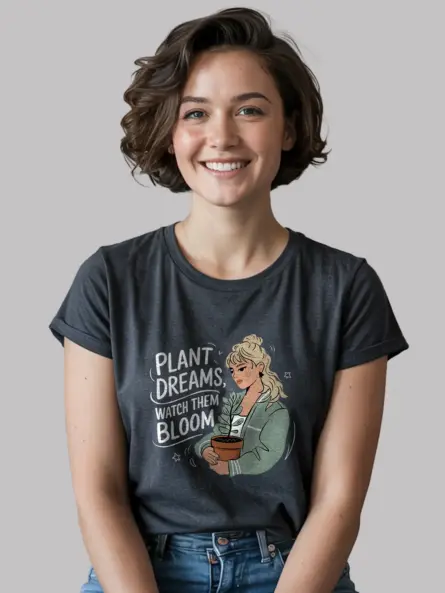 Dark heather plant dreams watch them bloom shirt – motivational plant mom tee