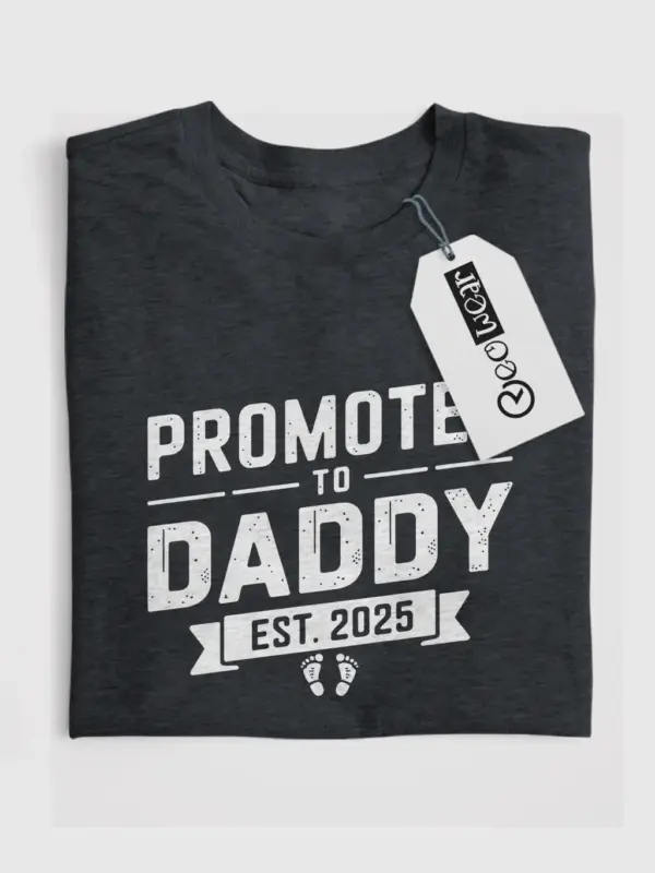 Dark heather promoted to daddy shirt – funny expecting father gift