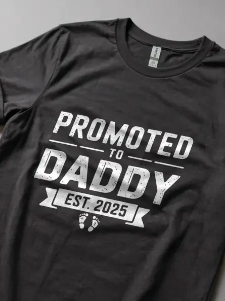 Dark heather promoted to daddy shirt – funny expecting father gift