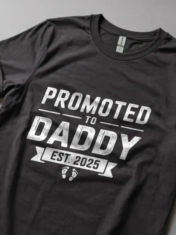 Dark heather promoted to daddy shirt – funny expecting father gift