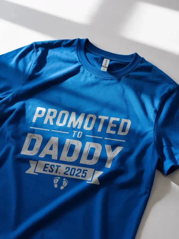 Royal blue promoted to daddy shirt – pregnancy reveal shirt for men