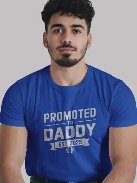 Royal blue promoted to daddy shirt – pregnancy reveal shirt for men