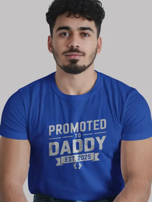 Royal blue promoted to daddy shirt – pregnancy reveal shirt for men