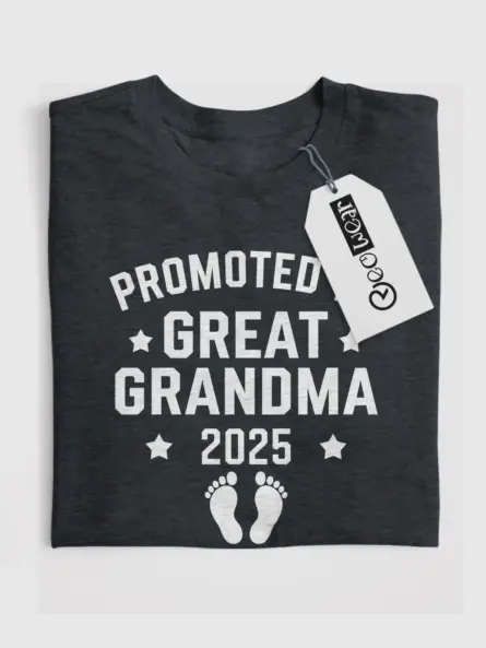 Dark heather promoted to great grandma est 2025 shirt – new great grandma shirt