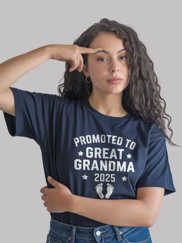 Navy promoted to great grandma est 2025 shirt – grandma baby reveal gift
