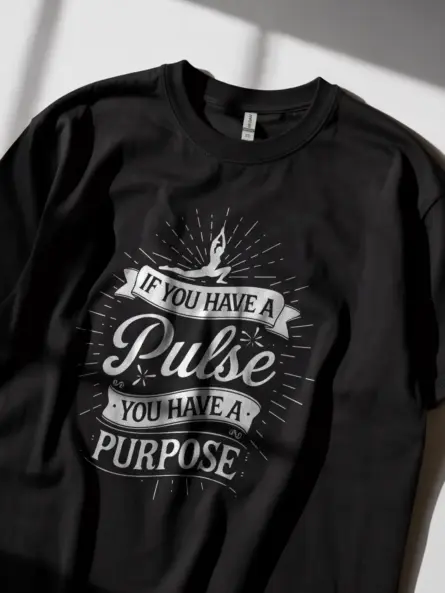 Pulse and purpose shirt in black – motivational tee