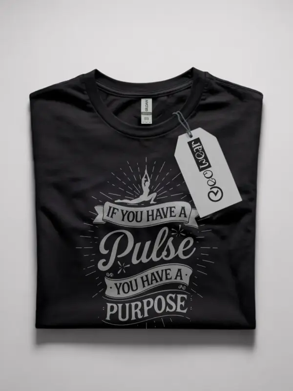 Pulse and purpose shirt in black – motivational tee