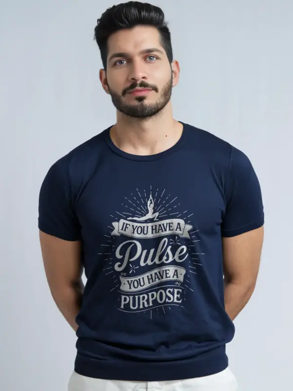 Navy pulse and purpose shirt – positive message tee