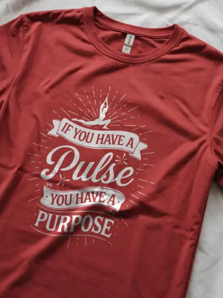 Red pulse and purpose shirt – yoga motivation shirt