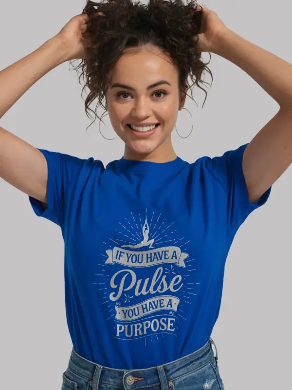Royal blue pulse and purpose shirt – purposeful living tee