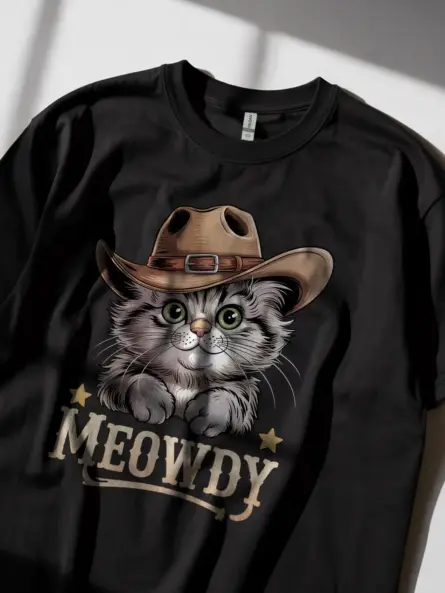 Ragamuffin cat meowdy shirt in black – cowboy cat lover tee