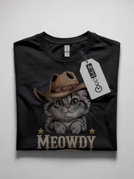 Ragamuffin cat meowdy shirt in black – cowboy cat lover tee