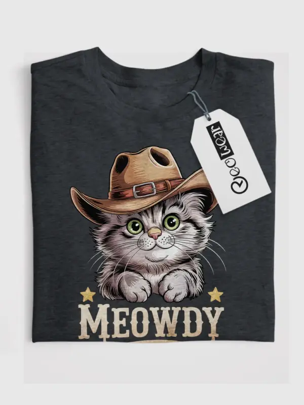 Dark heather ragamuffin cat meowdy shirt – cute cowboy cat t-shirt