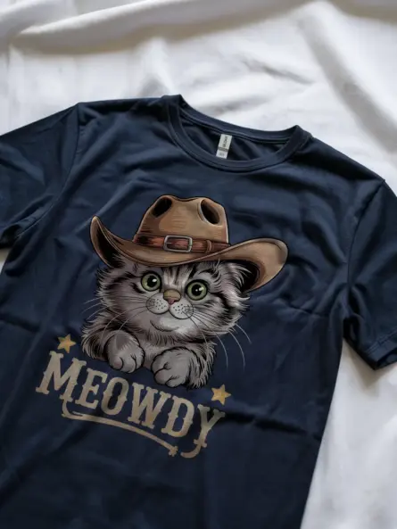 Navy ragamuffin cat meowdy shirt – pet cat mom dad tee