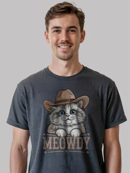 Dark heather ragdoll cowboy cat shirt – cute cowboy cat t-shirt