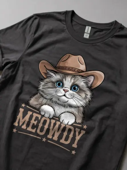Dark heather ragdoll cowboy cat shirt – cute cowboy cat t-shirt