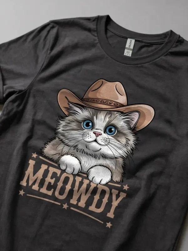 Dark heather ragdoll cowboy cat shirt – cute cowboy cat t-shirt
