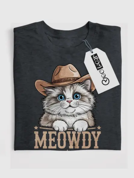 Dark heather ragdoll cowboy cat shirt – cute cowboy cat t-shirt