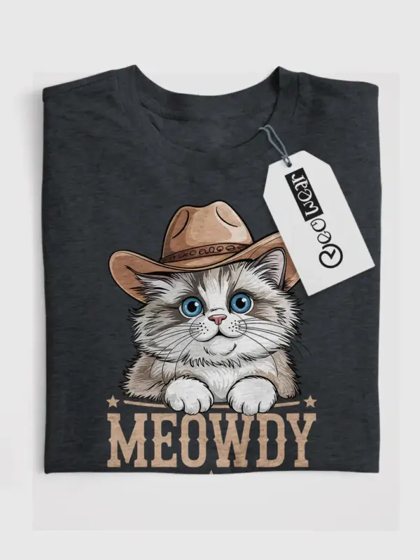 Dark heather ragdoll cowboy cat shirt – cute cowboy cat t-shirt