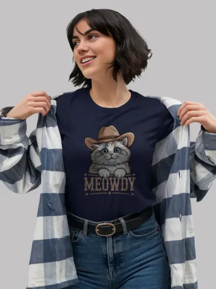 Navy ragdoll cowboy cat shirt – western texas meme tee