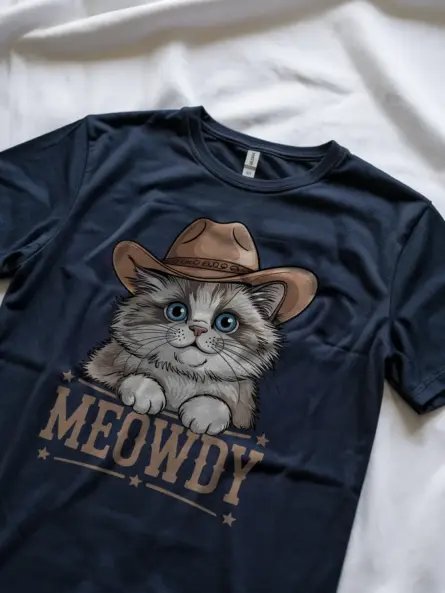 Navy ragdoll cowboy cat shirt – western texas meme tee