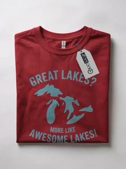 Red front view great lakes awesome lakes t shirt local pride