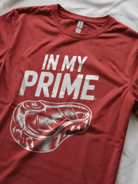 Red In My Prime Steak T-Shirt steak lover gift shirt side view