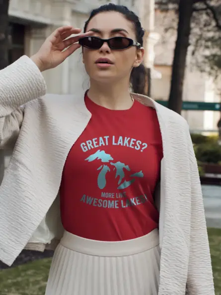 Red great lakes awesome lakes t shirt local pride