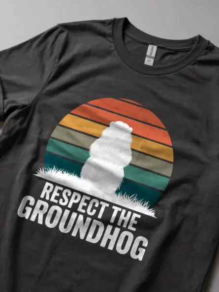 Dark heather respect the groundhog shirt – animal lover apparel
