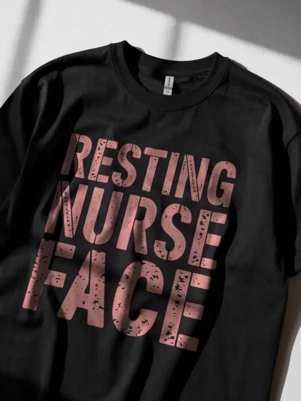 Resting nurse face shirt in black – funny nursing tee