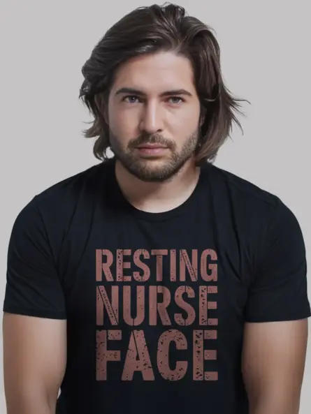 Resting nurse face shirt in black – funny nursing tee