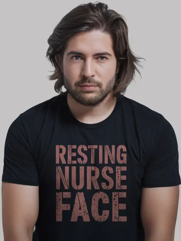 Resting nurse face shirt in black – funny nursing tee