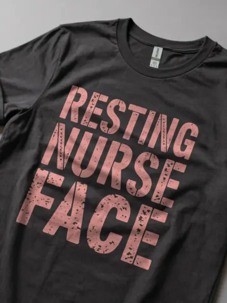 Dark Heather Resting Nurse Face Shirt – Nurse Humor Shirt
