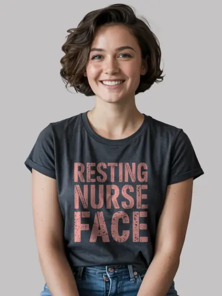 Dark heather resting nurse face shirt – nurse humor shirt
