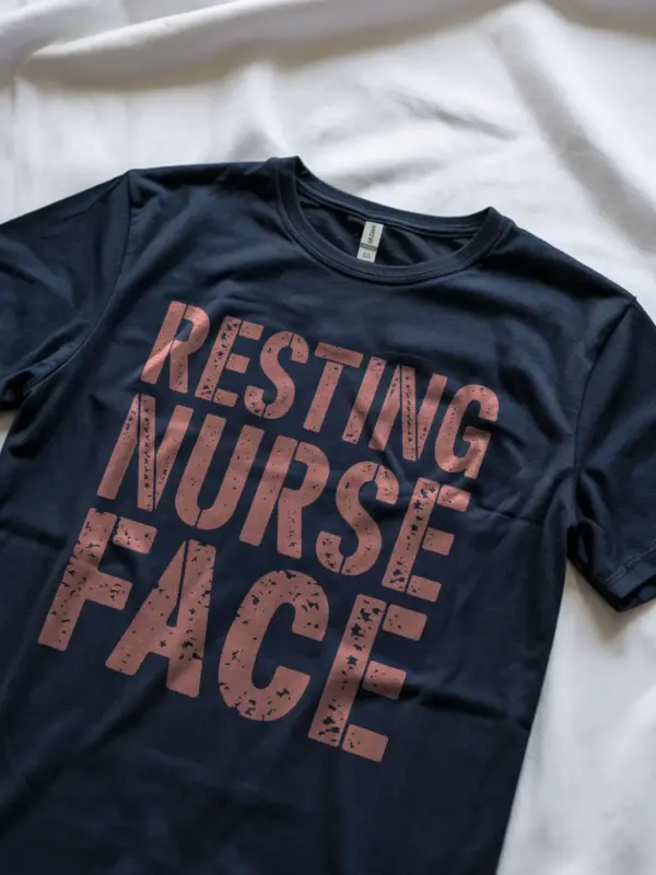Navy resting nurse face shirt – nurse pride tee