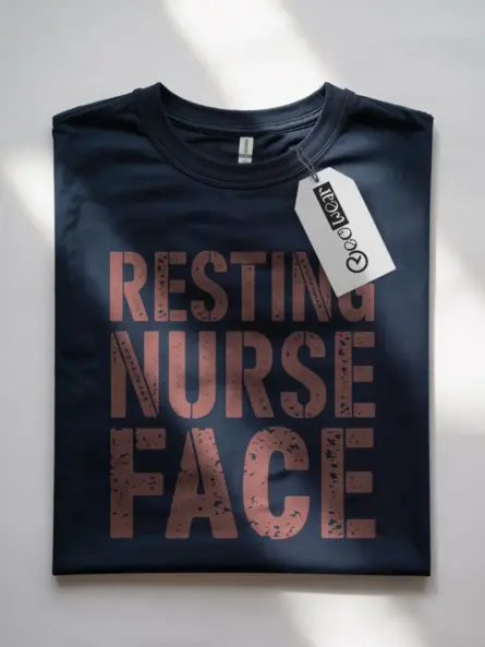 Navy resting nurse face shirt – nurse pride tee