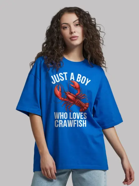 Just a Boy Who Loves Crawfish Shirt in Royal Blue – lobster shirt, crawfish lover shirt