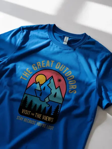 Royal Blue buy vintage outdoor adventure t-shirt scenic hiking tee back