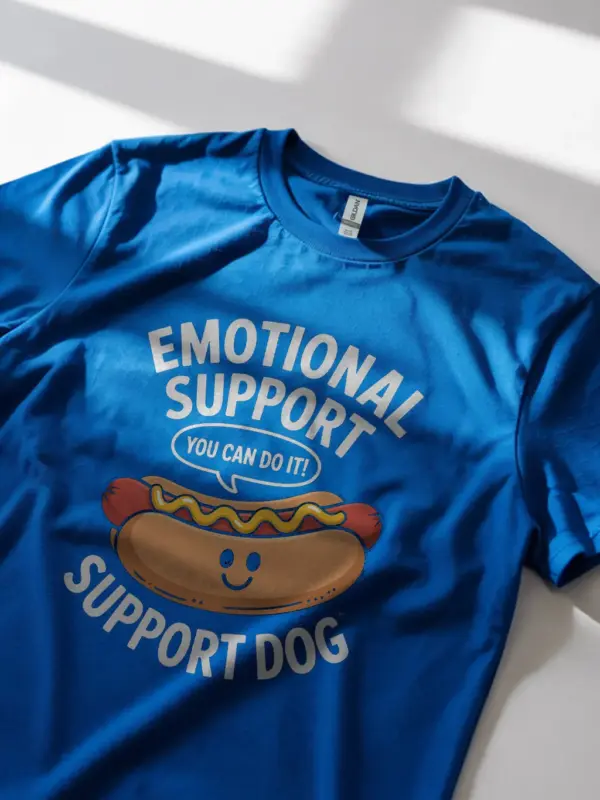 Royal Blue Emotional Support Dog Shirt Funny dog lover apparel side view