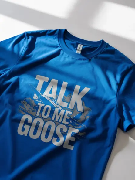 Royal Blue Talk to Me Goose aviation t-shirt 80s movie t-shirt