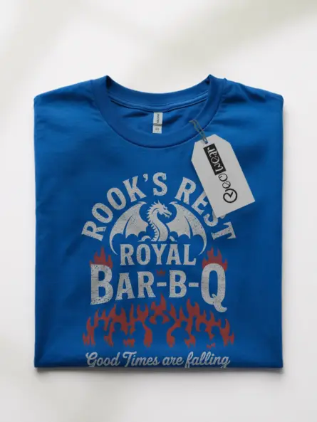 Royal Blue House of the Dragon BBQ T-Shirt house of the dragon bbq t-shirt front view