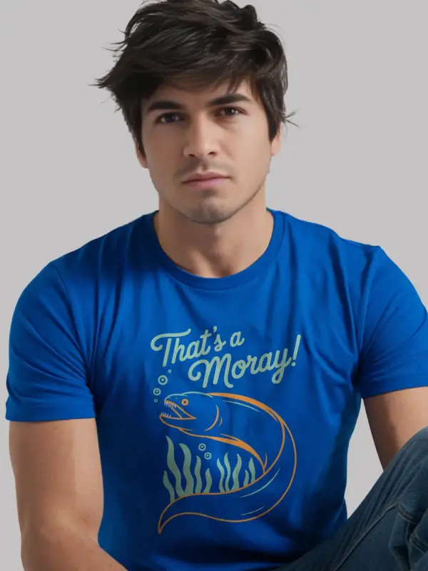 Royal Blue Moray Eel Pun T-Shirt front – where to buy that's a moray shirt