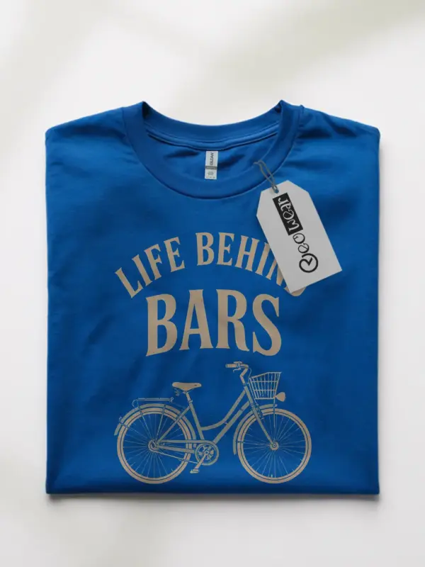 Royal blue vintage bicycle pun t-shirt cycling humor apparel front view